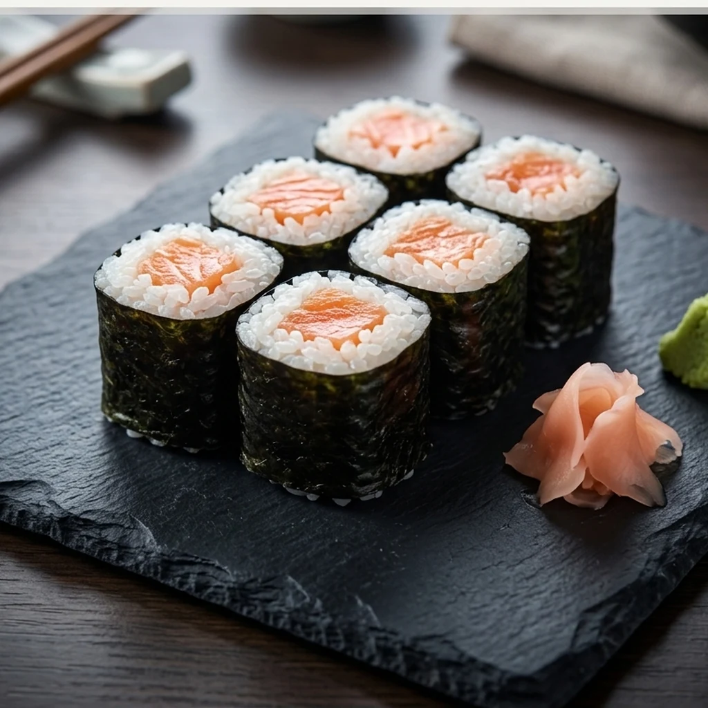 Smoked salmon maki sushi at Wakoya Sushi near Osborne Street, Winnipeg