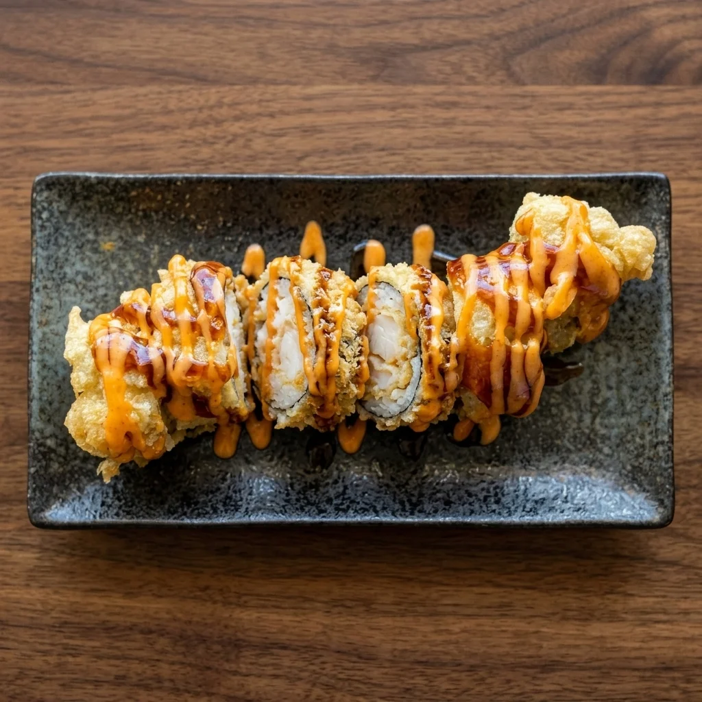 Crazy Yam sushi roll with tempura yam at Wakoya Sushi on Osborne Street, Winnipeg