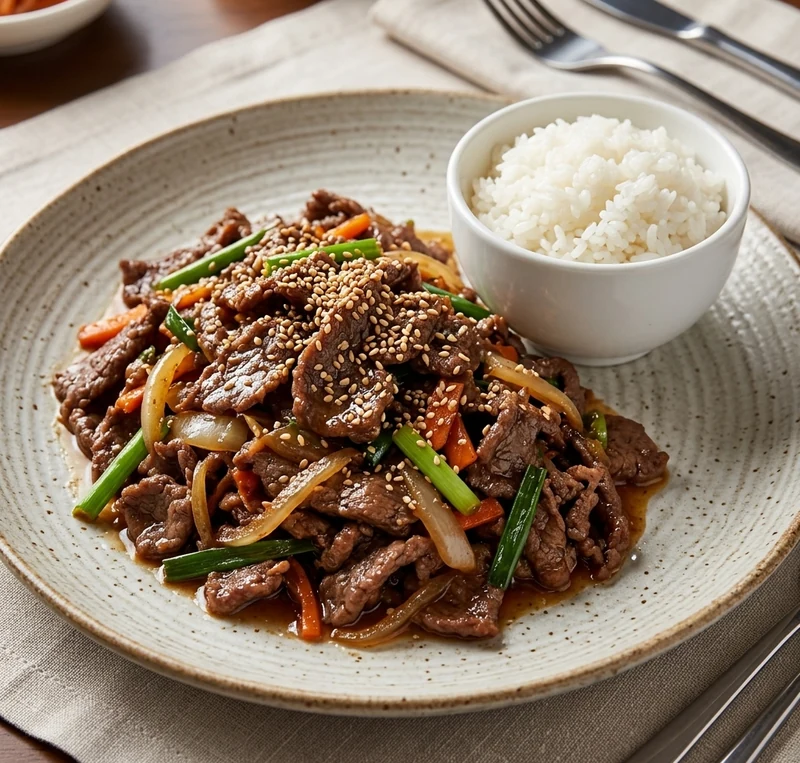 Korean beef bulgogi at Wakoya Sushi, Japanese and Korean restaurant in Osborne Village, Winnipeg